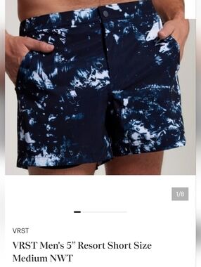VRST Mens 5" Resort Slim Fit Shorts Swim Trunks Indigo Craft  L